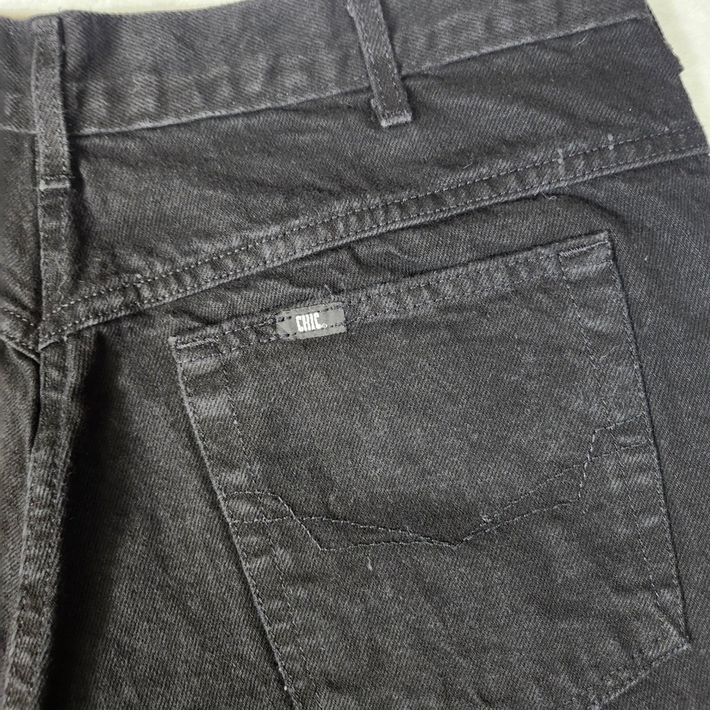 Chic Tapered Jeans Womens 33 Black Excellent Vintage High Waisted Denim - Picture 11 of 12